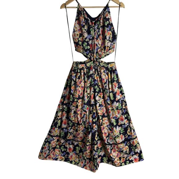 Something Navy Floral Cutout Sleeveless A-Line Midi Dress Size Small - Picture 13 of 15
